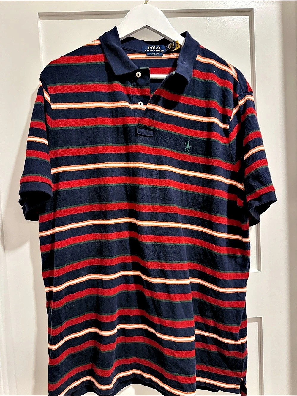 Polo Ralph Lauren Classic Fit Polo Striped Polo in Blue & Red XL Like New